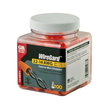 Gardner Bender Gardner Bender WireGard 22-14 Ga. Copper Wire Wire Connectors Orange 100 pk 16-003N